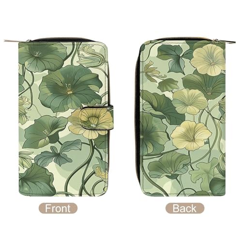 Womens Wallets Leather Ladies Wallet Large Olive Green Style Printed Long Travel Clutch Wallet for Women3