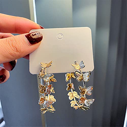 Butterfly Hoop Earrings for Women 925 Sterling Silver Post Stud Large Big Huggie Hoops Dangle Drop Exaggerated Butterflies Statement Fashion Y2K Mother's Day Christmas Jewelry4