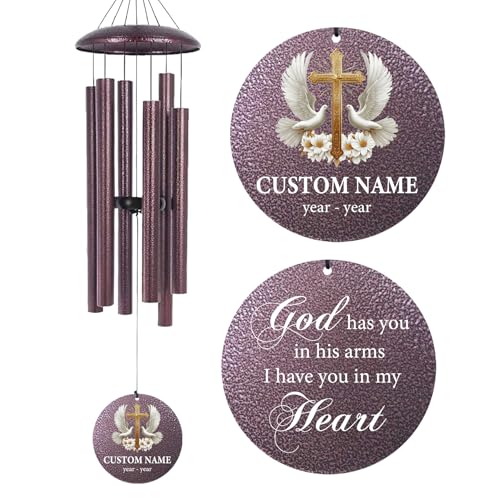 Image of Memorial Wind Chimes Personalized for Outside, Deep Tone Wind Chime Memorial Gifts for Sympathy Bereavement Remember, Gift for Loss of Lover Mother Father Produced in Texas