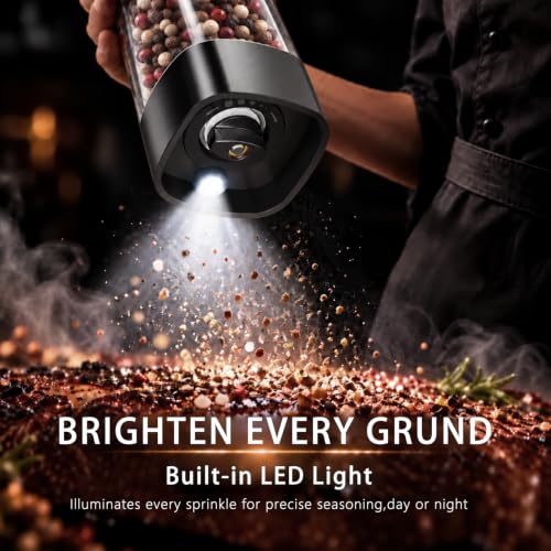 Electric Salt and Pepper Grinder Set,Automatic Pepper Mill Shakers,2 Pack - Image 5