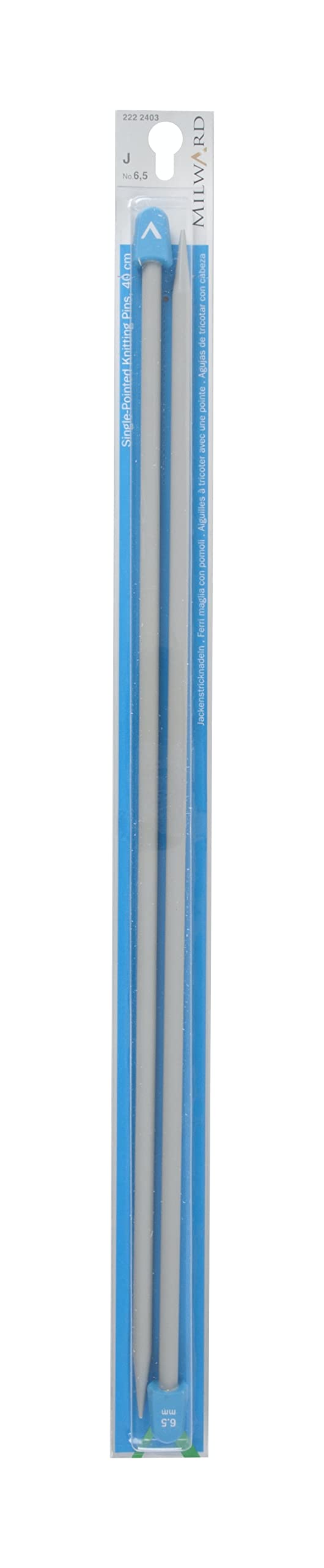 MILWARD 2222403 Single Point Knitting Needles, 40cm, Silver Grey, 6.5mm