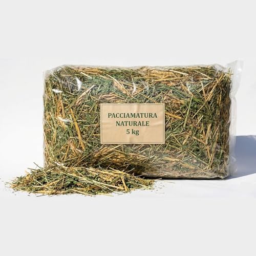 Pacciamatura Naturale 5 kg | Paglia di Grano Duro, Fieno di Prato (Trifoglio) ed Erba Medica Alfa-Alfa | Concime Organico e Pacciame Biodegradabile per Orto, Giardino e Aiuole
