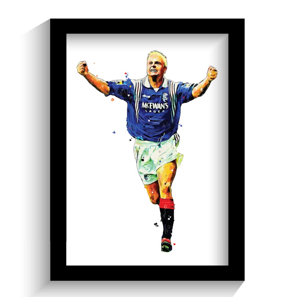 RANGERS | PAUL GASCOIGNE | HAND DRAWN FRAMED ILLUSTRATION PRINT POSTER