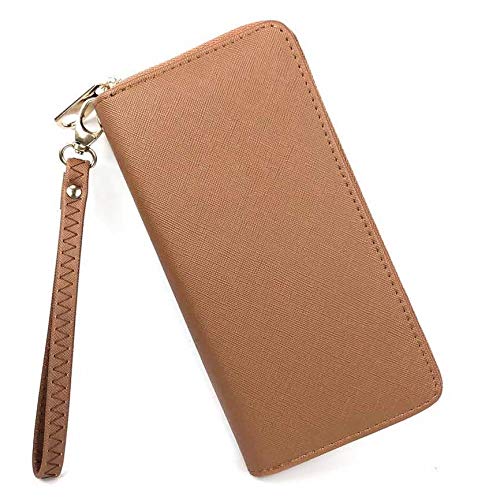 ELIOX Women's Zip Around Wallet in Synthetic Leather Large Elegant Spacious Large Capacity with Coin Purse Card Holder Gift Idea, Leather, elegant