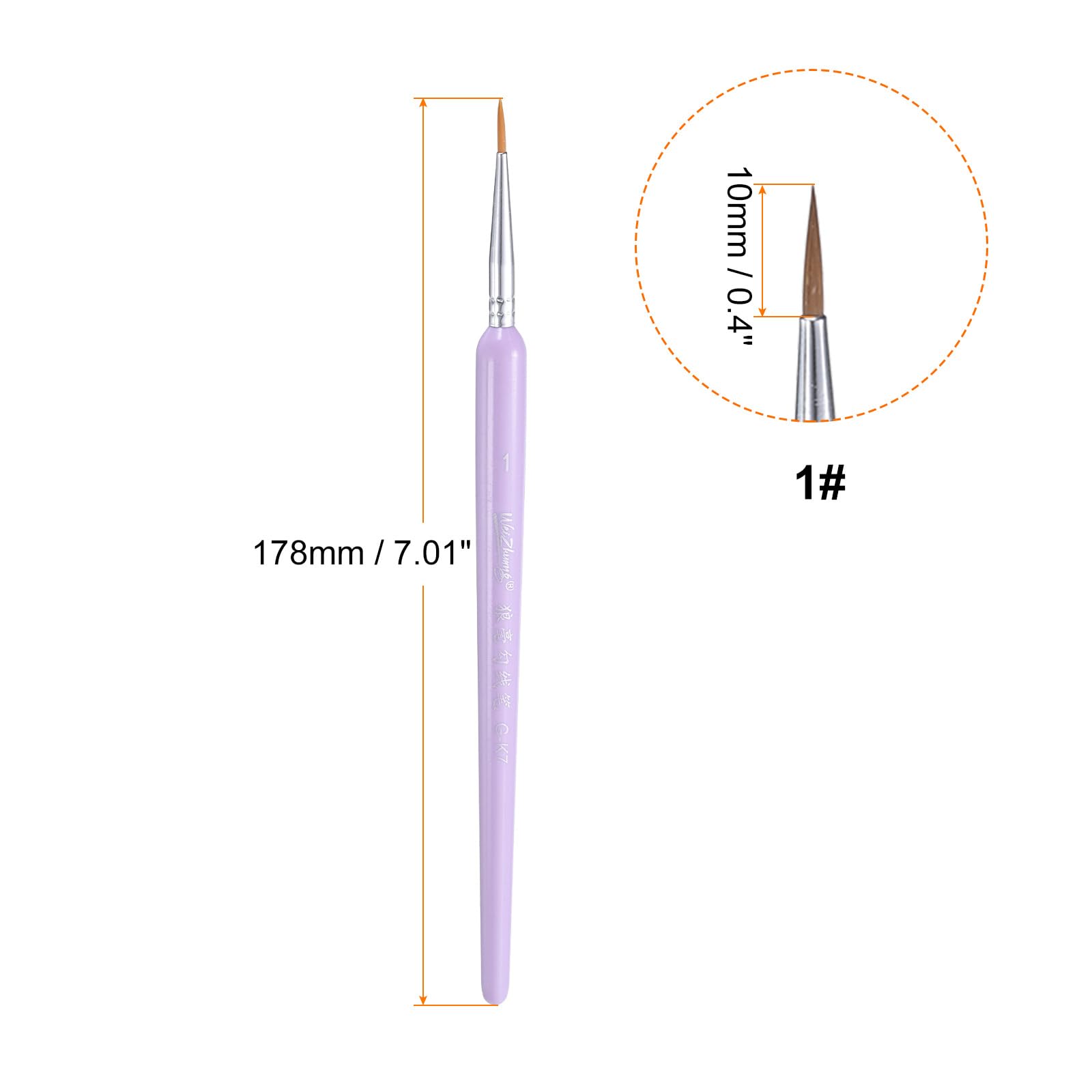 HARFINGTON Detail Paint Brushes 9mm Pointed Tip Nylon Hair Miniature Painting Brush For Watercolor Oil Acrylic Painting(0#), Purple - View #10