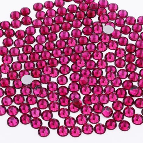 Image of 400PCS SS30 /6mm Crystal Glass Rhinestones for Bedazzling (Fuchsia) | Flatback Rhinestones for Crafting DIY Nail Art Makeup Decoration, Gems Diomand Charms for Tumbler Shoes Clothing Mug