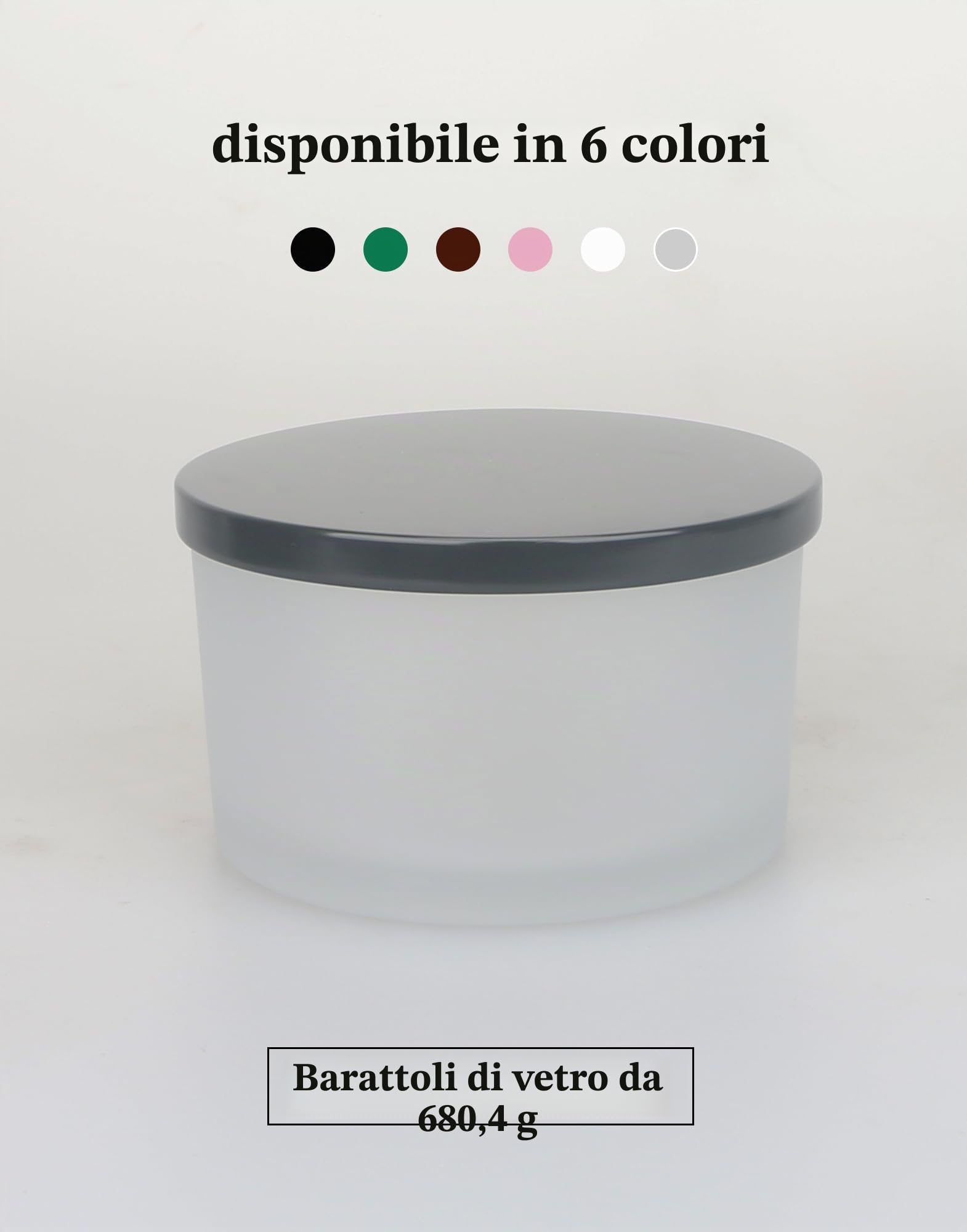 MILIVIXAY 6 barattoli per candele da 680 ml con coperchio in metallo e kit per la produzione di candele, 3 stoppini, barattoli vuoti in vetro smerigliato per la produzione di grandi candele, spezie