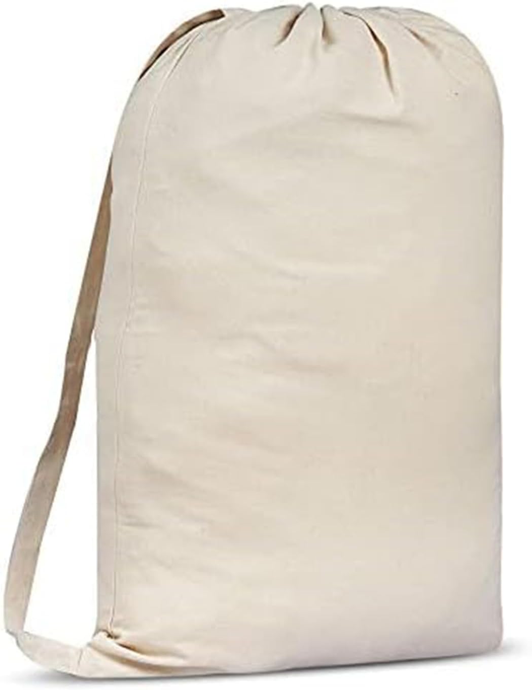 SweetNeedle Premium Canvas Laundry Bag with Shoulder Strap, 75x56 CM 40L - 100% Cotton, Fabric Weave, Highly Durable, Drawstring Cord-Lock, Machine Washable Liner for Hampers, Beige