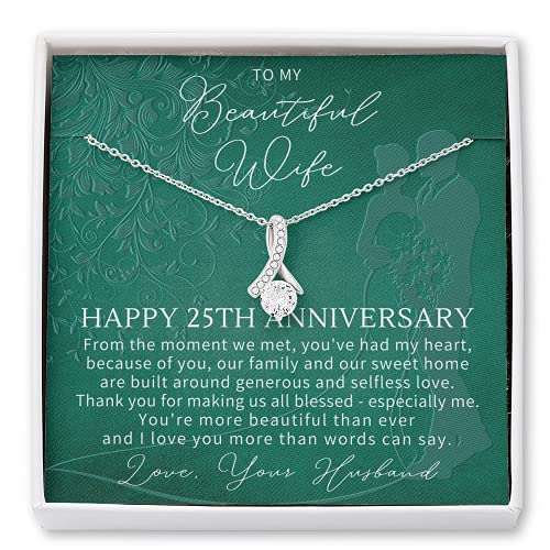 25th Anniversary For Wife - 25 Year Wedding Anniversary Necklace – 25 Year Anniversary Jewelry Gifts – 25th Wedding Gift For Her – AB00025-9
