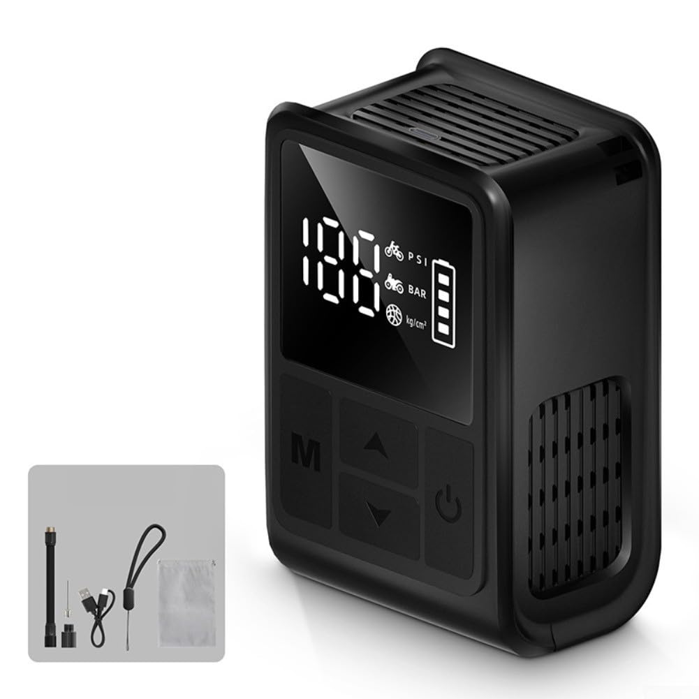 Pompa elettrica per bicicletta, display digitale, ad alta pressione, 130 psi, compatta, leggera, per bicicletta, moto, attrezzatura sportiva