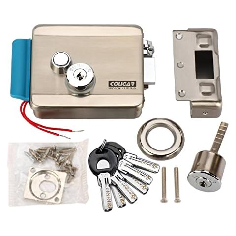 [Upgrade Version] AMOCAM Electric Electronic Door Lock 6pcs Computerized Doted Keys DC 12V Stainless Steel E-lock Support Wooden Glass Metal Door for Video Door Phone Doorbell Intercom Access Control Cover