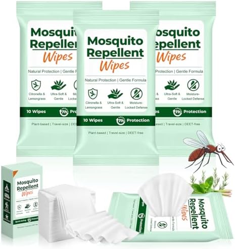 Mosquito Repellent Wipes, 40 Count Outdoor Insect Bug Repellent W...