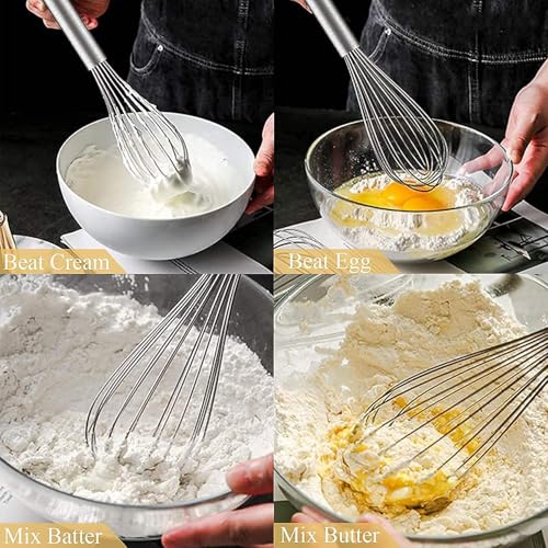 Image of Stainless Steel Balloon Whisk 25cm for Kitchen | Heavy Duty Egg Beater & Baking Whisk | Premium Wire Whisk for Mixing, Blending, Whipping & Cooking | Set of 1 | Warranty 6 Months