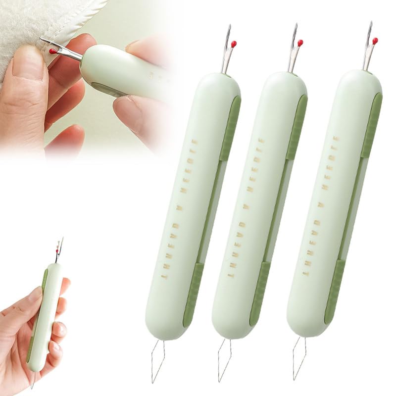 Image of 2 in 1 Needle Threader Seam Ripper, 2024 New Needle Threaders Seam Rippers for Sewing, Upgraded Threading and Seam Remover Seam Ripper Tool for Sewing Crafting Knitting Thread(Green 3pcs)