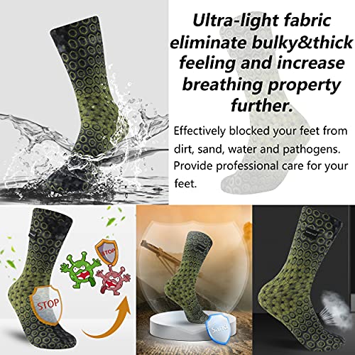 Randy Sun Ultra-Thin Waterproof Hiking Socks, Breathable Men's Running Basketball Football Sports Training Body Building Exercise Socks, 1 Pair-Light Grey&Dark Grey-Mid Calf Socks,Large #TOP4