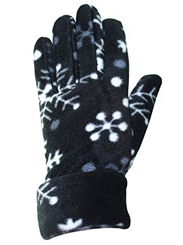 Black & White Snowflake Print Fleece 3-Piece Hat Scarf & Gloves Set2