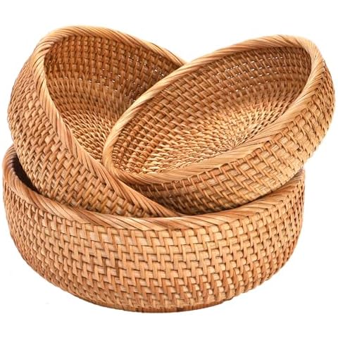 Jucoan Wicker Fruits Bread Baskets Cover