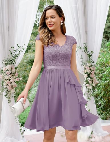Image of Wedtrend Women's Bridesmaid Dresses Short Prom Dress Ruffle Semi Formal Cocktail Dresses Floral Homecoming Dress