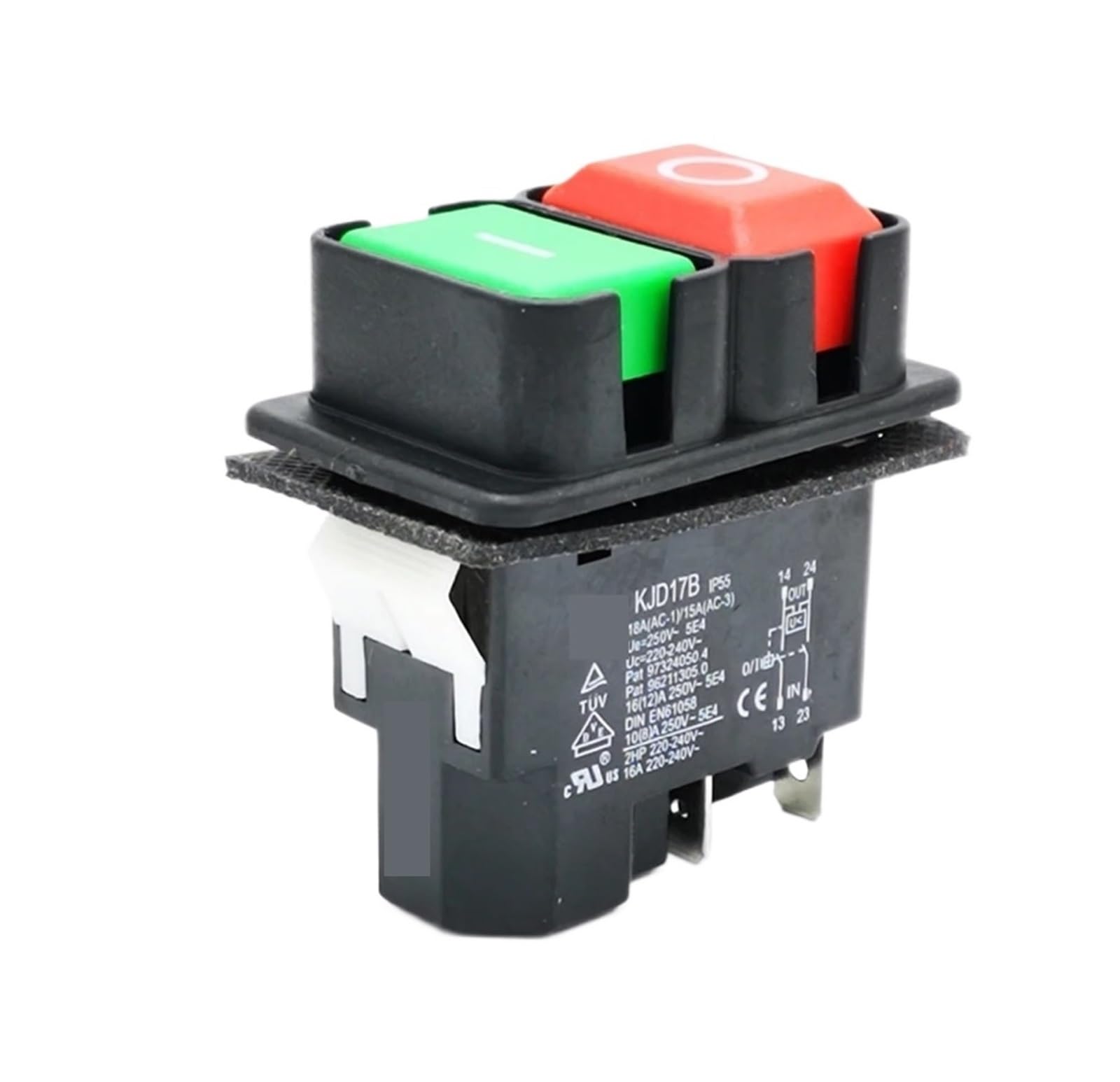 MEIFUUDWPJG Waterproof Magnetic Safety Push Button Switch KJD17B 220V 16A 4 Pins 2HP