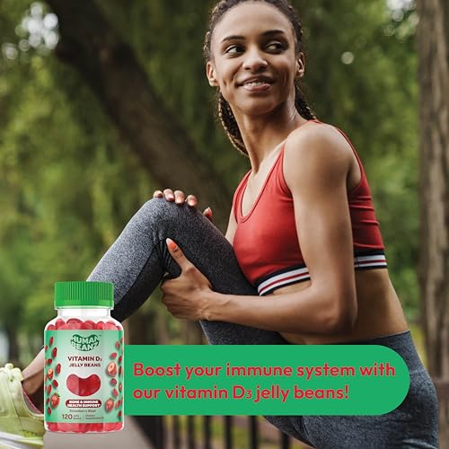 Image of Human Beanz Vitamin D3 Jelly Bean Gummies 2000 IU, Adults, 120 Strawberry | Immunity Support, Nutritional Vegetarian Supplement, Kosher Vitamins, Strawberry Blast Jelly Beans, Simple Daily Use