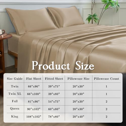 Satin Sheets King Size Bed Set,Similar to Silk Sheets,4Pcs Luxury Satin Sheet Set with 15 Inches Deep Pocket (King, Champagne) - Image 7