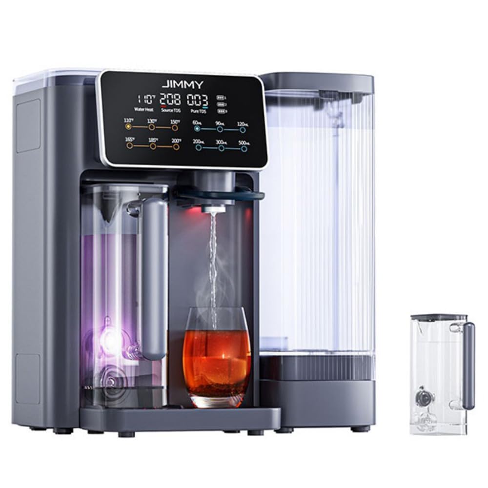 Jimmy R9 Purificatore Acqua Osmosi Inversa Domestica per Controsoffitto Dispenser Acqua Calda 7 Fasi Filtrazione UV Riscaldamento 3S 7 Temperature Monitor TDS