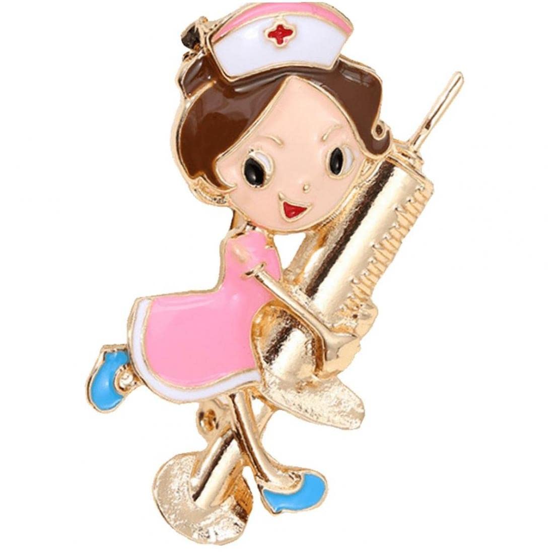 Haowul Women's Style2 Cute Nurse Shape Pins Brooch Fashion Jewelry Medical Doctor Nurse Student Gift Lapel Brooches Badge Gift