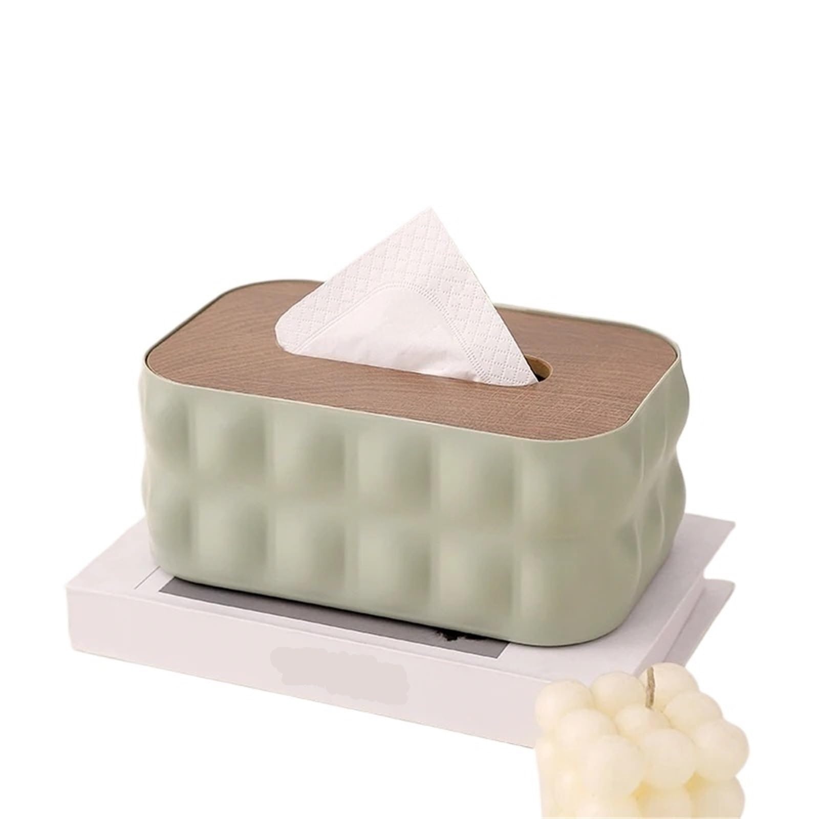 Ropicean 2pcs Elegant Large Capacity Tissue Box with Wooden Lid - Stylish Desktop Organizer for Home and Office