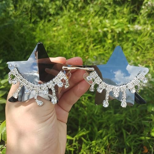 helena Tassel Star Sunglasses Women Crystal Tassels Sun Glasses Unique bling bling Diamond Pentagram Eyeglasses2