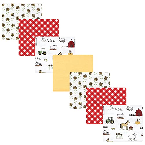 Image of Little Treasure Hudson Baby Cotton Poly Flannel Receiving Blankets Multipack, Red Girl Farm, 30x30 inches