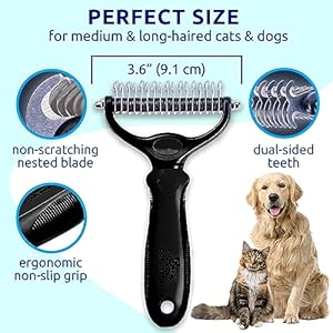 Pat your pet deshedding dog brush  double sided undercoat grooming rake for dogs  cats dematting comb and shedding tool extra wide black   cucciolini doodles