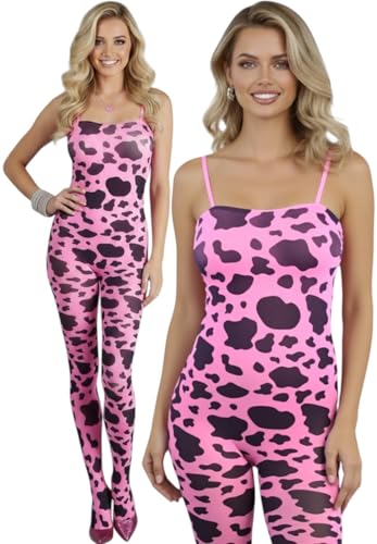 Image of ToBeInStyle Women's Cow Print Thigh High Stocking Bessie The Cow Costume Nylon Bodystocking Cosplay