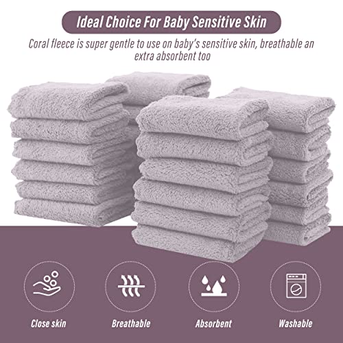 24 Pack Baby Washcloths - Ultra Soft Absorbent Wash Cloths For Baby And Newborn, Gentle On Sensitive Skin For Face And Body, 8" By 8", Grey #TOP4