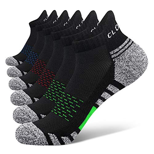 6 Paar Sneaker Socken Herren Damen Gepolsterte Laufsocken Baumwolle Atmungsaktiv Sportsocken für Fitness im Freien (2Rot2Blau2Grün, 38-43)