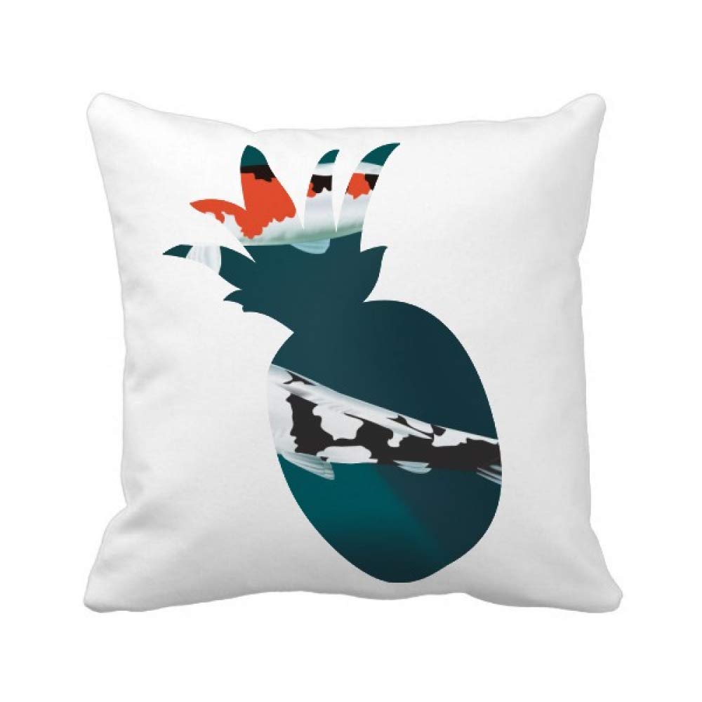 Coussin carré poisson chinois d'excellence et motif ananas traditionnel