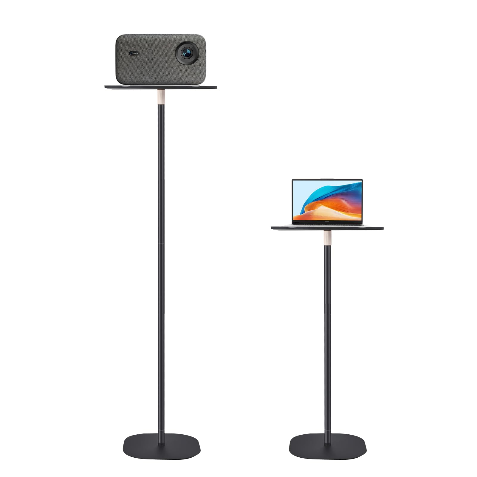 Support de projecteur, multifonction, pivotant à 360°, hauteur réglable de 40 à 155 cm, support de projecteur avec plaque en acier au carbone de qualité supérieure pour présentations, home cinéma