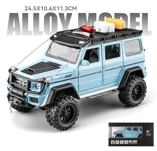 Image of 1:24 Diecast Mercedes-Benz G550-4X4 Modified Metal Pull Back Car with 6 Openable Doors & Sound Light Auto Toy car Best Gift Toys for Kids Boys (Sky Blue)