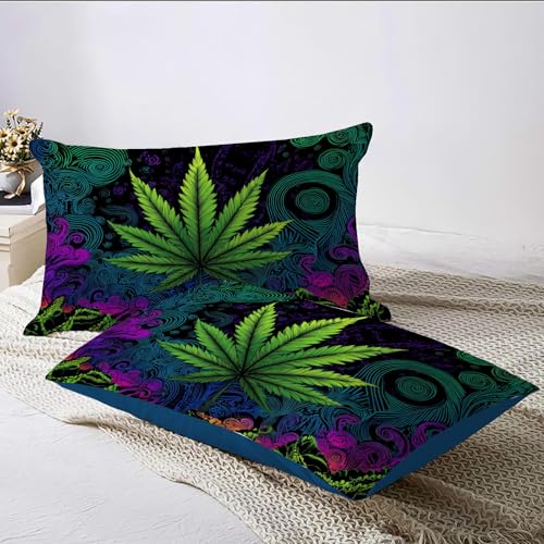 Housse de couette 220x240 avec fermeture éclair parure marijuana 3D