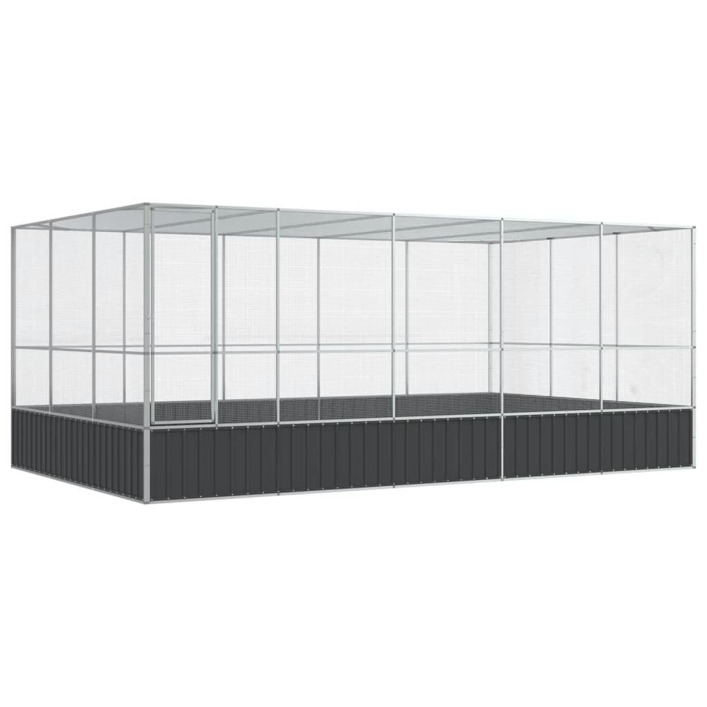 vidaXL Large Steel Bird Aviary for Budgies Parrots and Finches 203.9X120.9X83.5 in Weatherproof Outdoor Enclosure Locking Mechanism Heavy Duty Construction Budgie Cage Parrot Finch Parakeet Pigeon