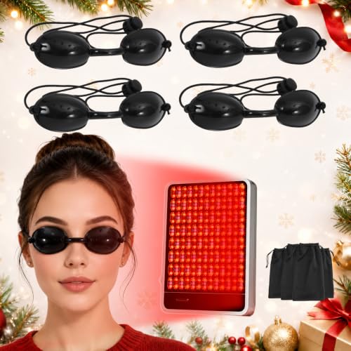 4 PCS Red Light Therapy Glasses Half - clear Eyes Protection for Tanning Bed Goggles Safety Glasses for Sunbathing & Laser Beauty Treatment Black Wearing length adjustable Protective Goggles