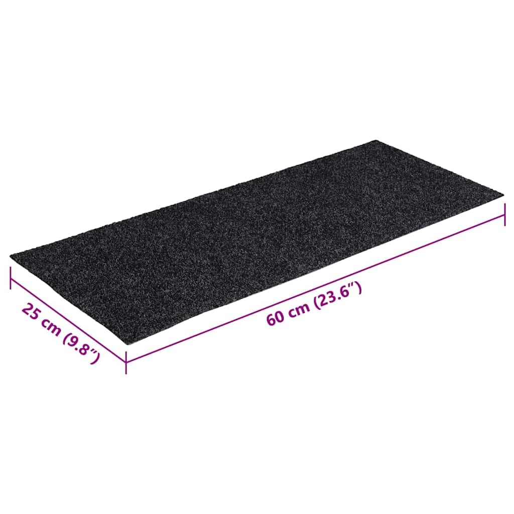 15 tappetini per gradini, autoadesivi, 60 x 25 cm, protezione per scale, antiscivolo, grigio scuro