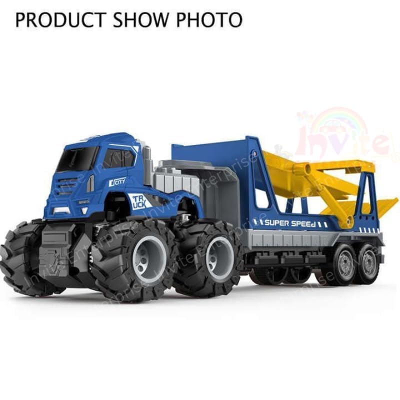 Image of 1:43 4WD Diecast Alloy Double-Deck Transportation Big Toy with Friction Powered Miniature Car Vehicle for Kids, Boys and Girls (2 Color Trucks = Send Any 1 Truck)