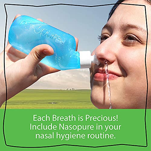 Nasopure Nasal Wash, Refill Kit, “The Nicer Neti Pot” Sinus Wash Kit, Comfortable Nasal Rinse 40 Salt Packets (3.75 Grams Each), Nasal Congestion, Cold, Flu, Allergy, Nasal Irrigation System, Lavage #TOP3