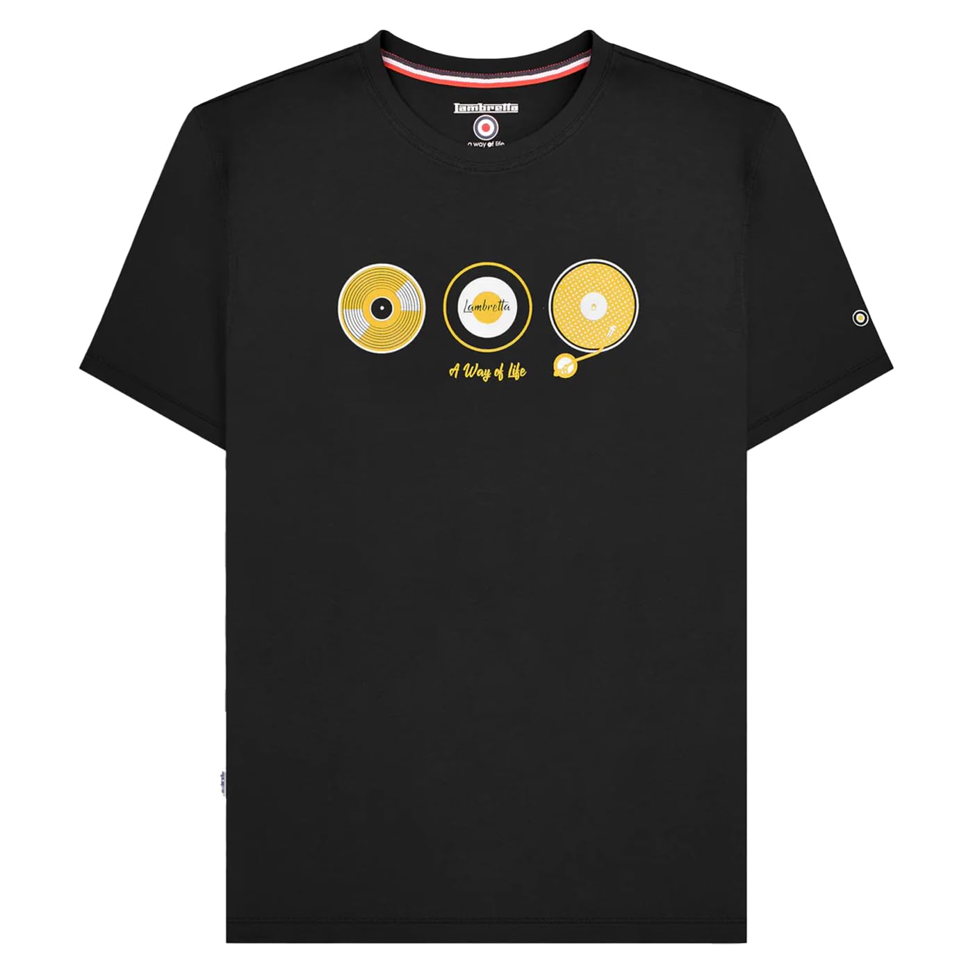 Lambretta Mens Vinyl Short Sleeve Cotton Graphic T-Shirt - Black - 4XL