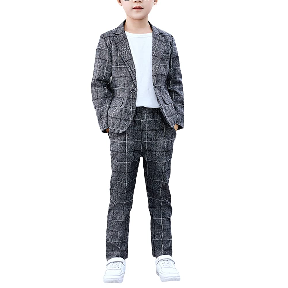 Conjunto de Traje para Niños 3 Piezas Conjunto de Blazer y Pantalón a Cuadros para Niños Traje de Ceremonia Elegante Trajes de Bautizo Comunión Ropa de Ocio o Ropa de Fiesta de Boda 2-12 Años