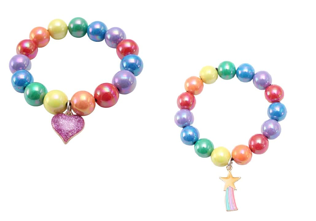 El Regalo 2PCs Girls Kids Rainbow Beads Charms Bracelets Set- Heart, Unicorn, Mermaid, Rainbow, Star charms for Baby Toddler Girls Kids (Star & Heart) (B0C2VYJTF2) Amazon Price History, Amazon Price Tracker