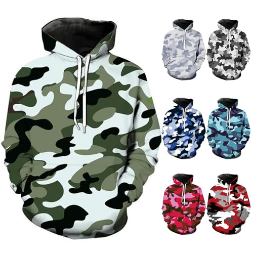 evzosrz Mens Camo Hoodies 2024 Sports Fashion Drawstring Sweatshirts Casual Long Sleeve Loose Pullover Camouflage Shirts4