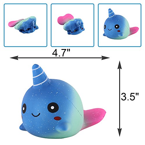 Anboor 4.7 Inches Squishies Baby Whale Narwhal Slow Rising Kawaii Scented Soft Animal Squishies Toys #TOP1