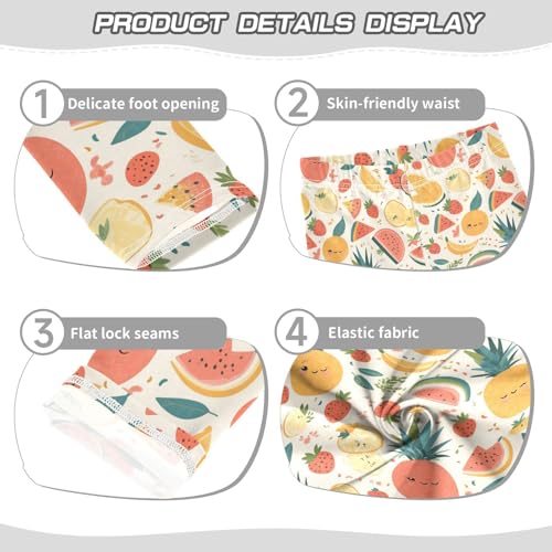 Colourful Tropical Fruits Kids Baby Girls Basic Leggings Comfortable High Waisted Athleisure Pants Running3