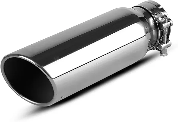 YITAMOTOR Universal Exhaust Tip 3 Inch Inlet, 4" Outlet 12" Long Stainless Steel Diesel Exhaust Tail Tip for 3-Inch Outside Diameter Tailpipe, Rolled Angle Cut, Polished Finish, Bolt/Clamp O